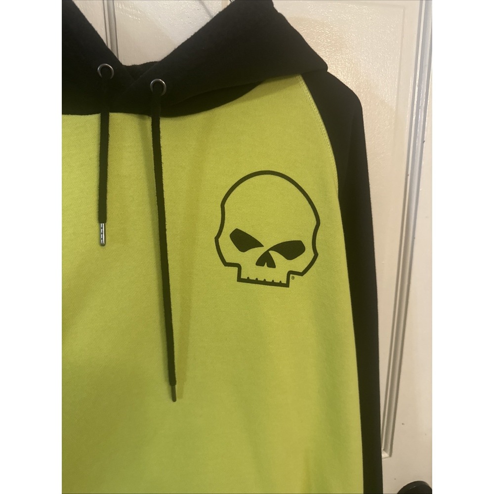 Harley Davidson Willie G Skull Raglan Hoodie‎ Wild Lime Size 3XL - Picture 2 of 14